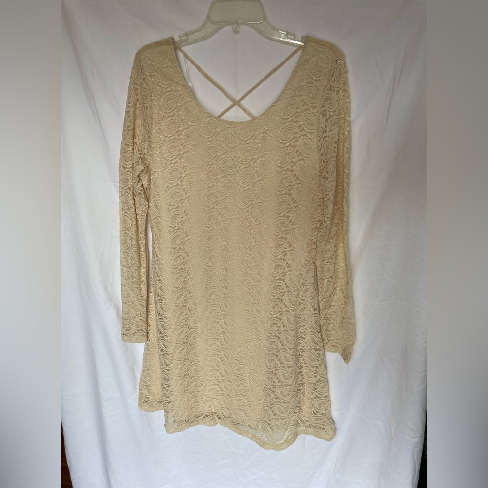 Cream Lace Long Sleeve Dress